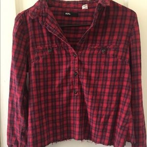 Distressed flannel top